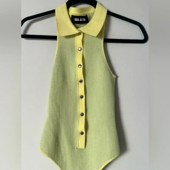 New SER.O.YA Ribbed Collared Bodysuit - Picture 4 of 10